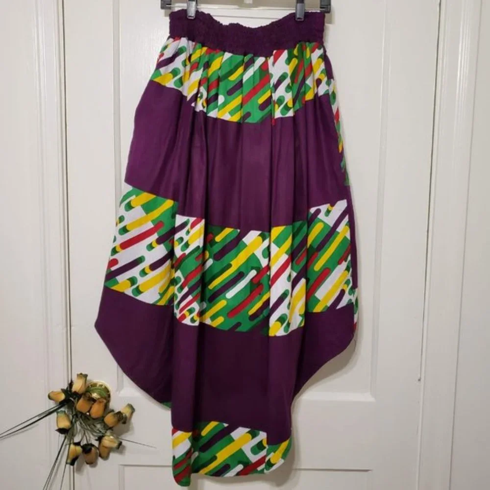Rainbow multi-colored tiered high-low skirt - Picture 5 of 12